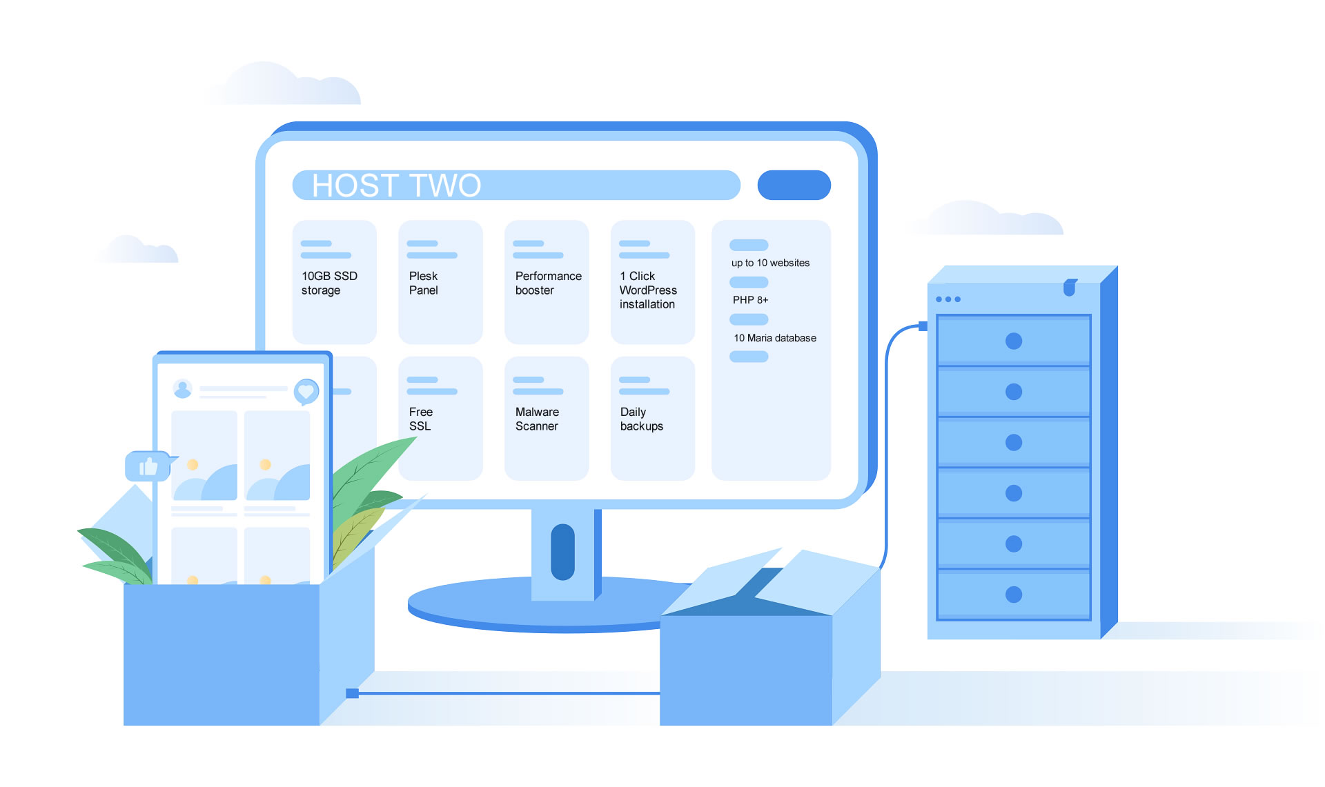 Host Two webhosting plan 2.90 Euro per month